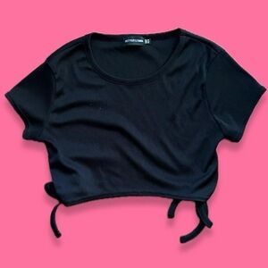 PLT black crop top with tie sides